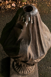 A pair of cast iron flambeaux vases, 1st half 20th C.