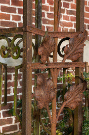 A pair of wrought iron climbing frames for plants, 19/20th C.