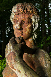 A large cast iron garden sculpture of Apollo, 20th C.