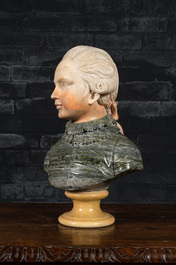 A marble bust of the young Mozart, 20th C.