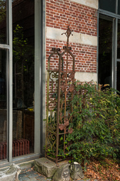 A pair of wrought iron climbing frames for plants, 19/20th C.