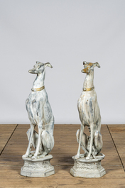 A pair of patinated metal greyhounds, 20th C.