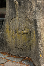 A jardini&egrave;re in the shape of a tree trunk with a small door, mid 20th C.