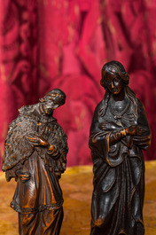 Two wood sculptures of Mary on a crescent moon and John the Baptist, 17/18th C.