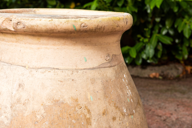 Two French partly glazed terracotta jars, one marked Antoine Rissy, 19/20th C.