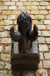 A black patinated cast iron garden ornament with a winged lion of Saint Marcus, 2nd half 19th C.