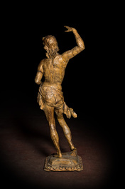 A large Flemish basswooden figure of a male youngster, 18th C.