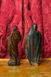 Deux sculptures en bois de Veronica et Mary, 17/18&egrave;me