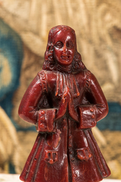 A red wax sculpture of a nobleman, probably Dutch, 19th C.