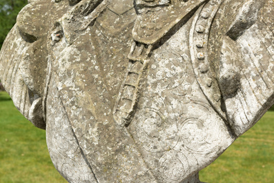 A pair of impressive composite stone busts of a couple of 17th C. royals, 20th C.