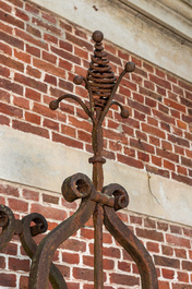 A pair of wrought iron climbing frames for plants, 19/20th C.