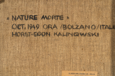Horst-Egon Kalinowski (1924-2013): 'Nature morte', olie op doek, gedateerd 1949