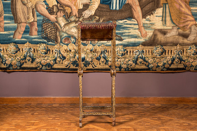 A rare possibly Venetian gilded wooden lectern, a so called: 'Leggio a forbice', 17th C.