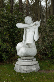 Paul Baeke (Gent, 1927-Fernelmont, 2010): 'Eva', imposante grote sculptuur in serizzo marmer