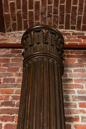 Four wooden Corinthian half-columns, 19th C.