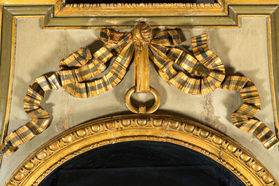 A French neoclassical polychrome and gilt wooden mirror, 19th C.