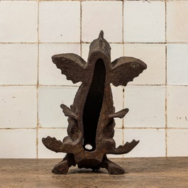 A cast iron dolphin-shaped fountain ornament, 19th C.