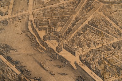 Michel Etienne Turgot (1690-1751): Plan van Parijs, gegraveerd op papier, op houten drager gemonteerd, ca. 1739