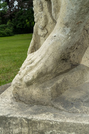 A large limestone group with Pan and Eros, 19/20th C.