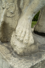 A large limestone group with Pan and Eros, 19/20th C.