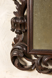 Miroir de style baroque en noyer, 19&egrave;me