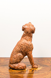 Mod&egrave;le de chien en bois polychrome, 19&egrave;me