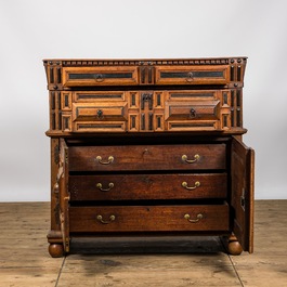 A partly ebonised oak buffet, 17th C. with later elements
