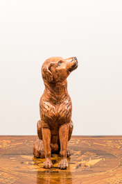 A polychrome wooden model of a dog, 19th C.