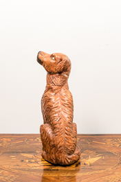 Mod&egrave;le de chien en bois polychrome, 19&egrave;me