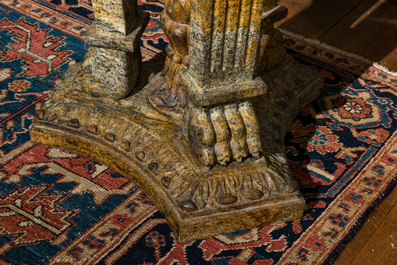 A pair of impressive French grey and yellow marble planters in Roman style, 19th C.