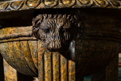 A pair of impressive French grey and yellow marble planters in Roman style, 19th C.