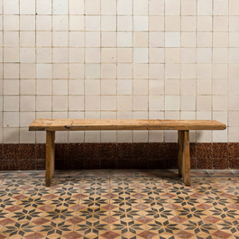 Table &agrave; manger et banc en bois de style rustique, 19&egrave;me