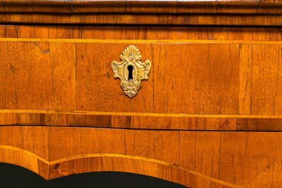 A French mahogany and burl wood veneered writing desk, late 18th C.