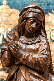 A walnut Virgin from a calvary, Southern Netherlands, 16th C.