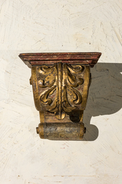 A gilt and polychromed wooden wall console, 19th C.