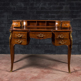 A mahogany and boxwood gilt bronze-mounted bureau, signed Fran&ccedil;ois Linke, France, late 19th C.