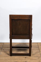 An inlaid carved oak chair with a Star of David, 17th C.