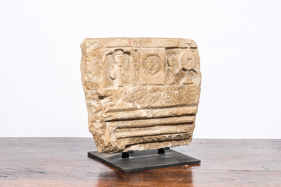 A Romanesque architectural sandstone fragment, Spain or South of France, probably 10/11th C.