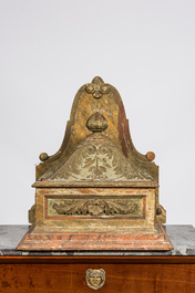 A faux marbre painted and gilt wooden wall console, 19th C.