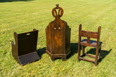 Three wooden childs chairs, 19/20th C.