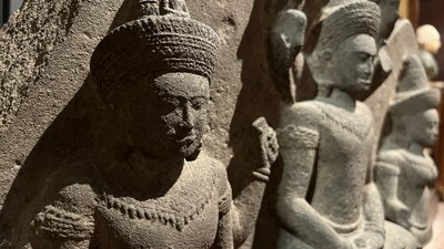 A large Khmer-style stone carving, Cambodia