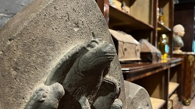 A large Khmer-style stone carving, Cambodia