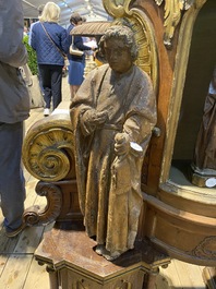 Saint Jean en ch&ecirc;ne sculpt&eacute; et polychrom&eacute;, Flandres, 16&egrave;me