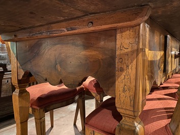 A South German walnut refectory table, 18th C.