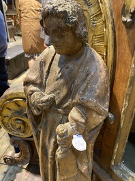 Saint Jean en ch&ecirc;ne sculpt&eacute; et polychrom&eacute;, Flandres, 16&egrave;me
