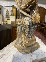Een polychrome houten 'Sedes Sapientiae' sculptuur, 15/16e eeuw