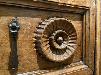 A Spanish walnut chest of drawers, 17th C.