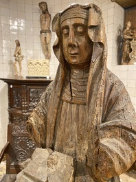 A walnut sculpture of Bridget of Sweden, early 16th C.