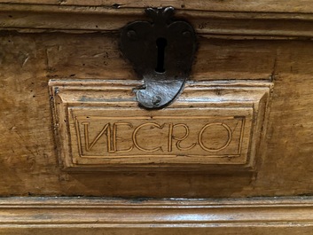 A Spanish walnut chest of drawers, 17th C.