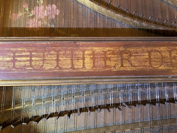 A French painted wooden harpsichord, 19th C.